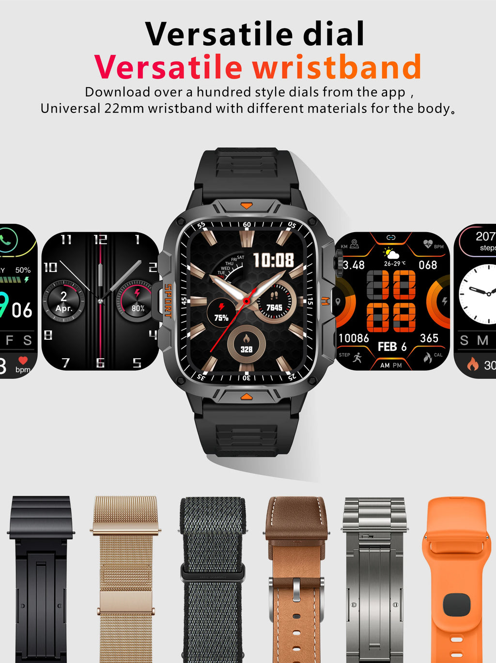 Wojskowy smartwatch dla mężczyzn | wyświetlacz amoled | taktyczny zegarek 5atm