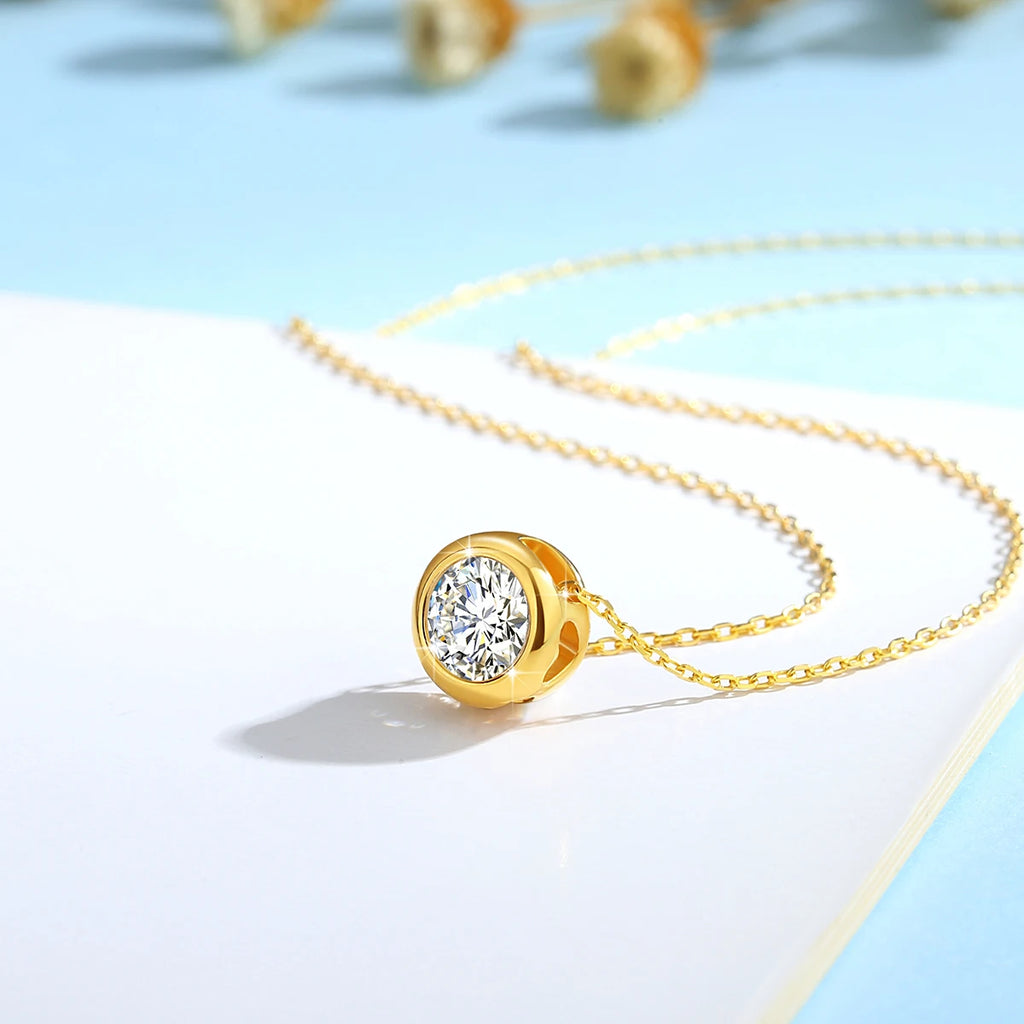 18k Gold Pink Moissanite & Diamond Pendant Necklace