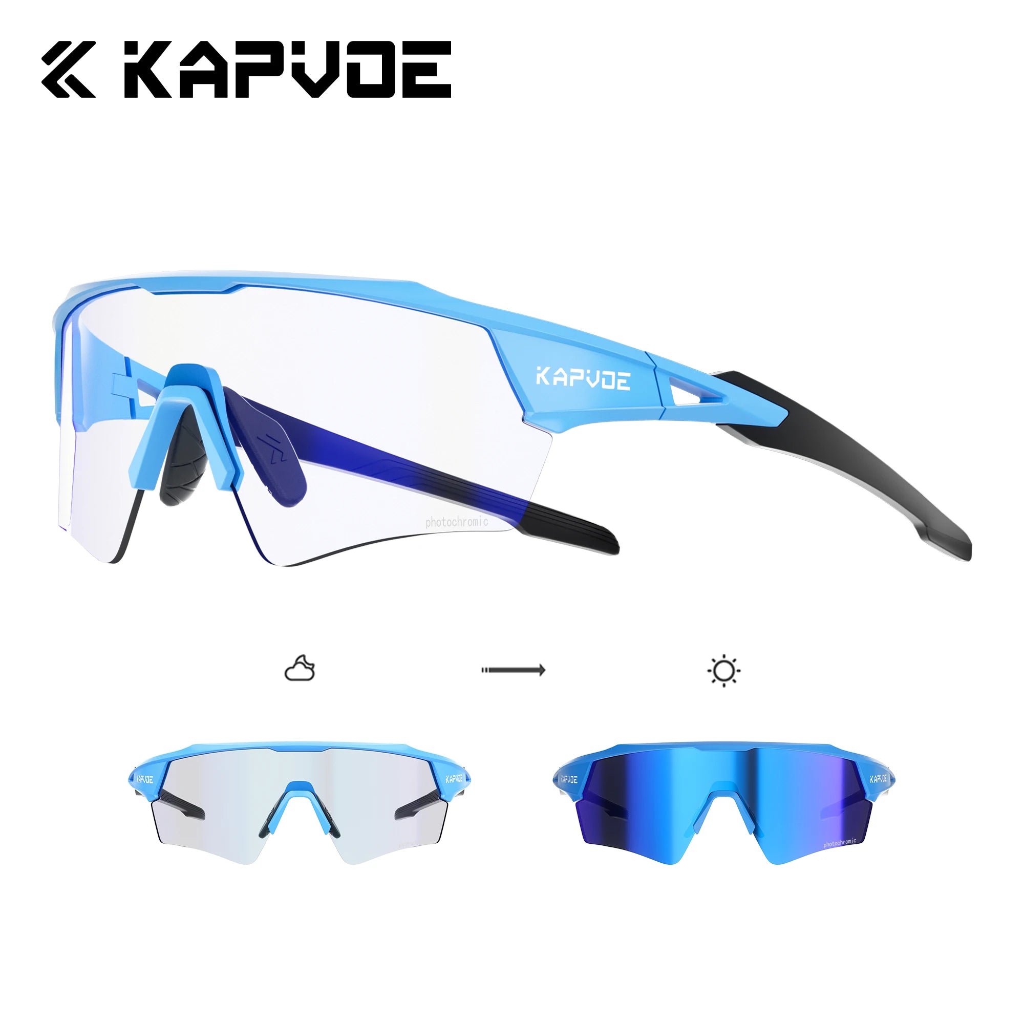Okulary rowerowe kapvoe fotochromowe mtb uv400 do biegów i sportów na świeżym powietrzu