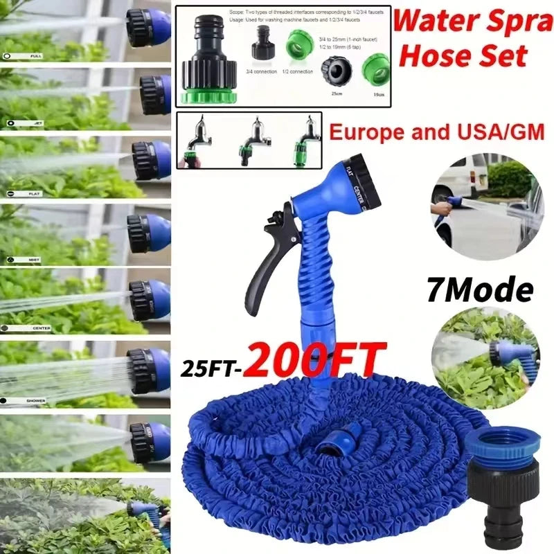 Vabena Expandable Garden Hose 25-200FT - Lightweight, Durable & Kink-Free with 7-Way Spray Nozzle
