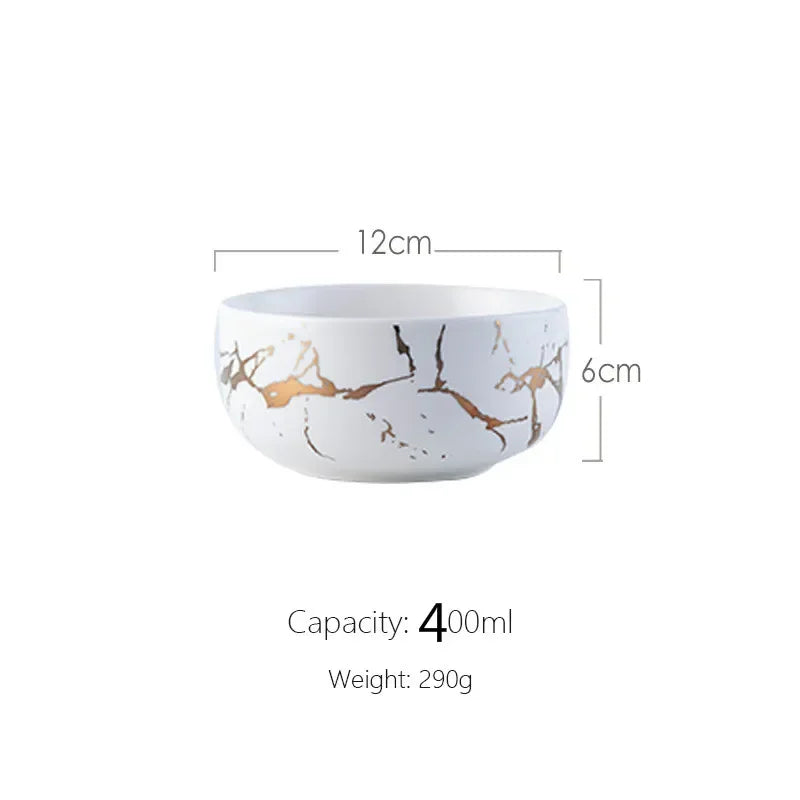 Nordic Marble Ceramic Bowl Set - Elegant Kitchen & Dining