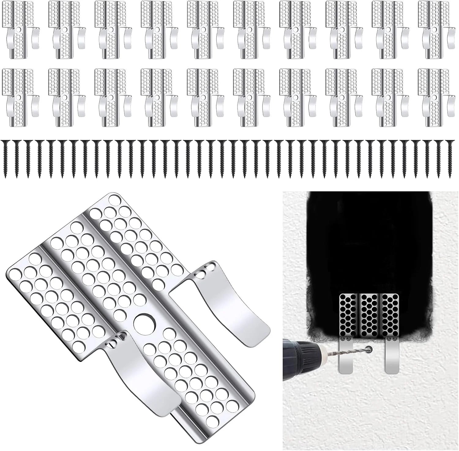 Heavy-Duty Drywall Repair Clips Kit - 10/20 Pcs with Screws for Wood & Steel Studs