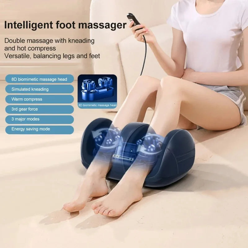 Extra Large Electric Foot & Calf Massager with Heat, Shiatsu & Kneading | Deep Muscle Relief
