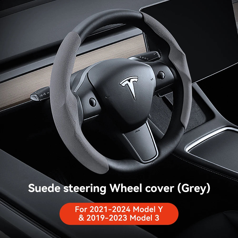 Pokrowiec na kierownicę tesla model 3/y highland juniper z włókna węglowego