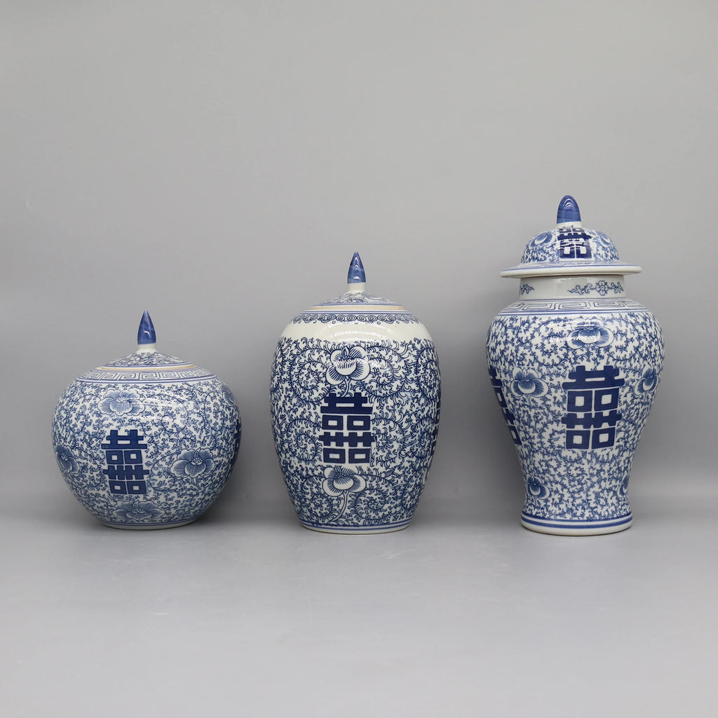 Elegant Blue & White Ceramic Jar & Vase - Home Decor