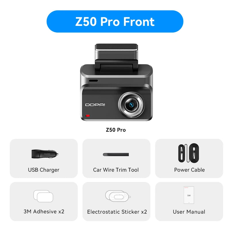 Ddpai z50 pro 4k kamera samochodowa z gps, adas i noktowizją