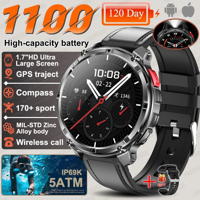 T-rex3 pro smartwatch | bateria 1100mah, gps, wodoodporny 5atm, wojskowy standard