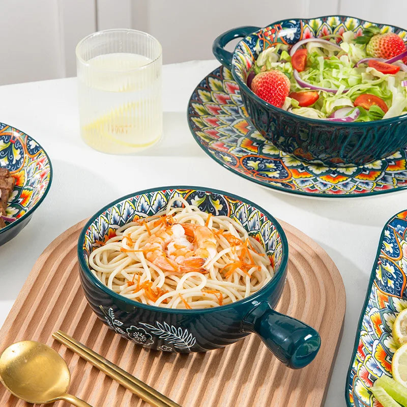 Bohemia Retro Ceramic Tableware Set for 4 | Elegant Dining