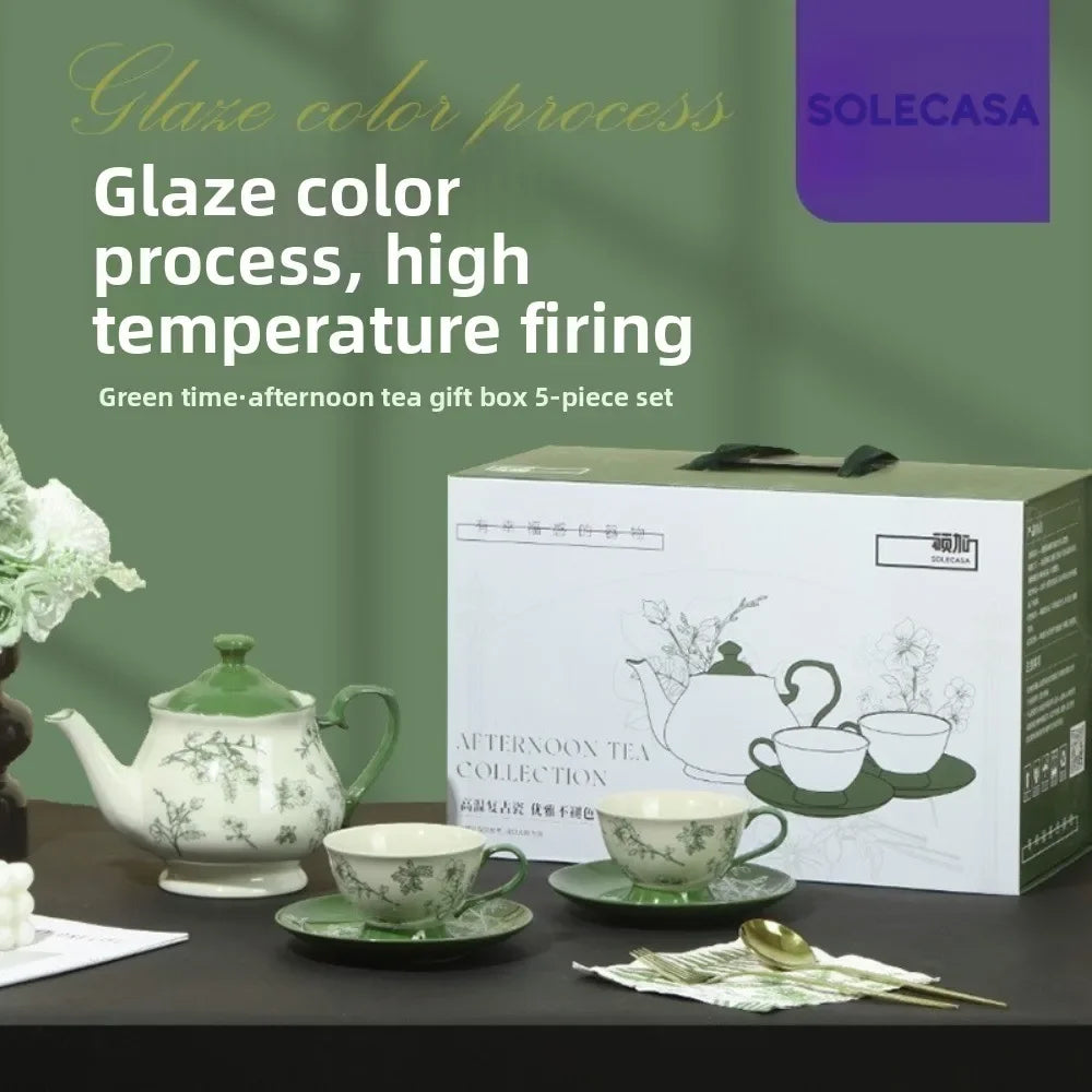 SOLECASA Floral Porcelain Dinnerware Set - Green Design