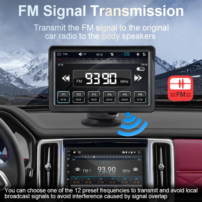 Przenośne radio samochodowe hippcron 7 cali z bezprzewodowym carplay i android auto