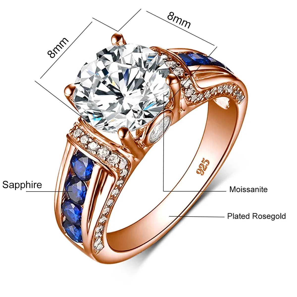 Certified 2ct D VVS1 Moissanite Ring - Sterling Silver Elegance