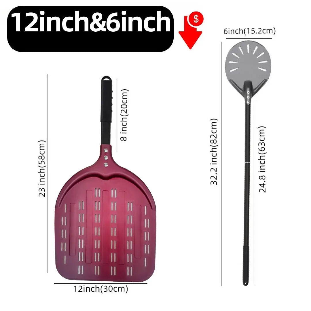 6-14 Inch Hard Anodized Aluminum Pizza Peel – Durable Oven Spatula & Bread Paddle