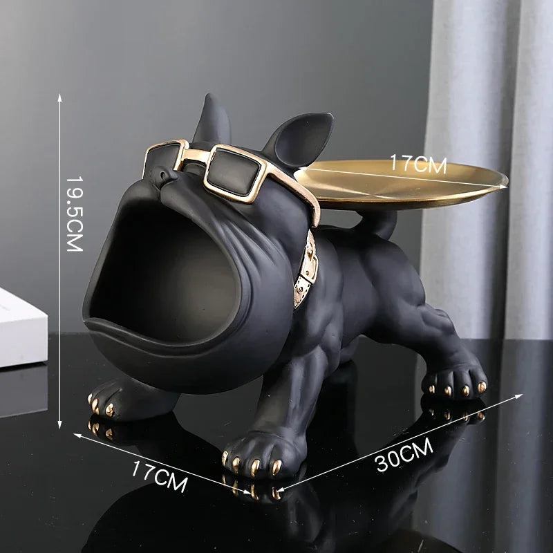 Charming Bulldog Figurine Key Storage - 30cm Resin Dog Statue Home Decor