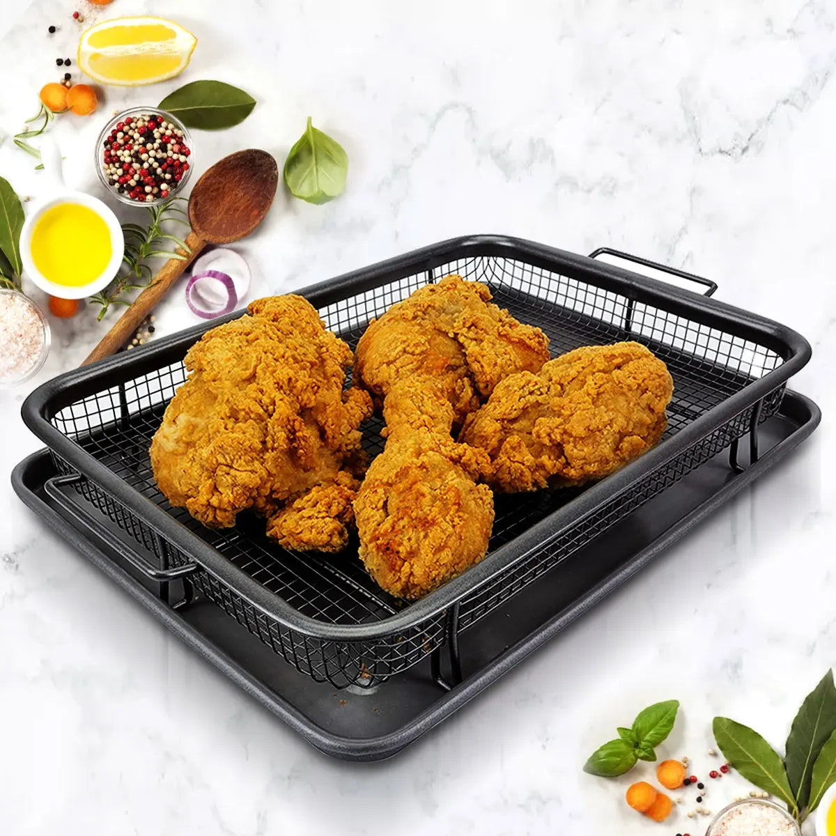 Crispy Chips Non-Stick Baking Basket Tray | Oven Fryer Mesh Pan