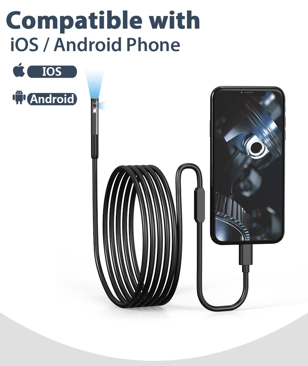 Kamera endoskopowa przemysłowa kerui 2mp dla iphone – jedno/dwulampowa wodoodporna kamera inspekcyjna typu c