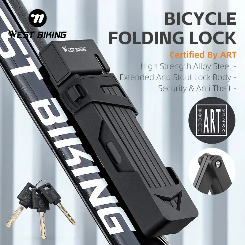 WEST BIKING Foldable Bike & Motorcycle Lock - Key & Password Security