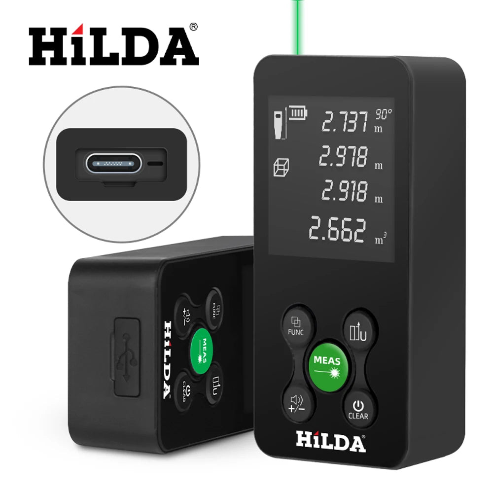 HILDA Laser Rangefinder | Digital Red/Green Light Distance Meter 50M-120M