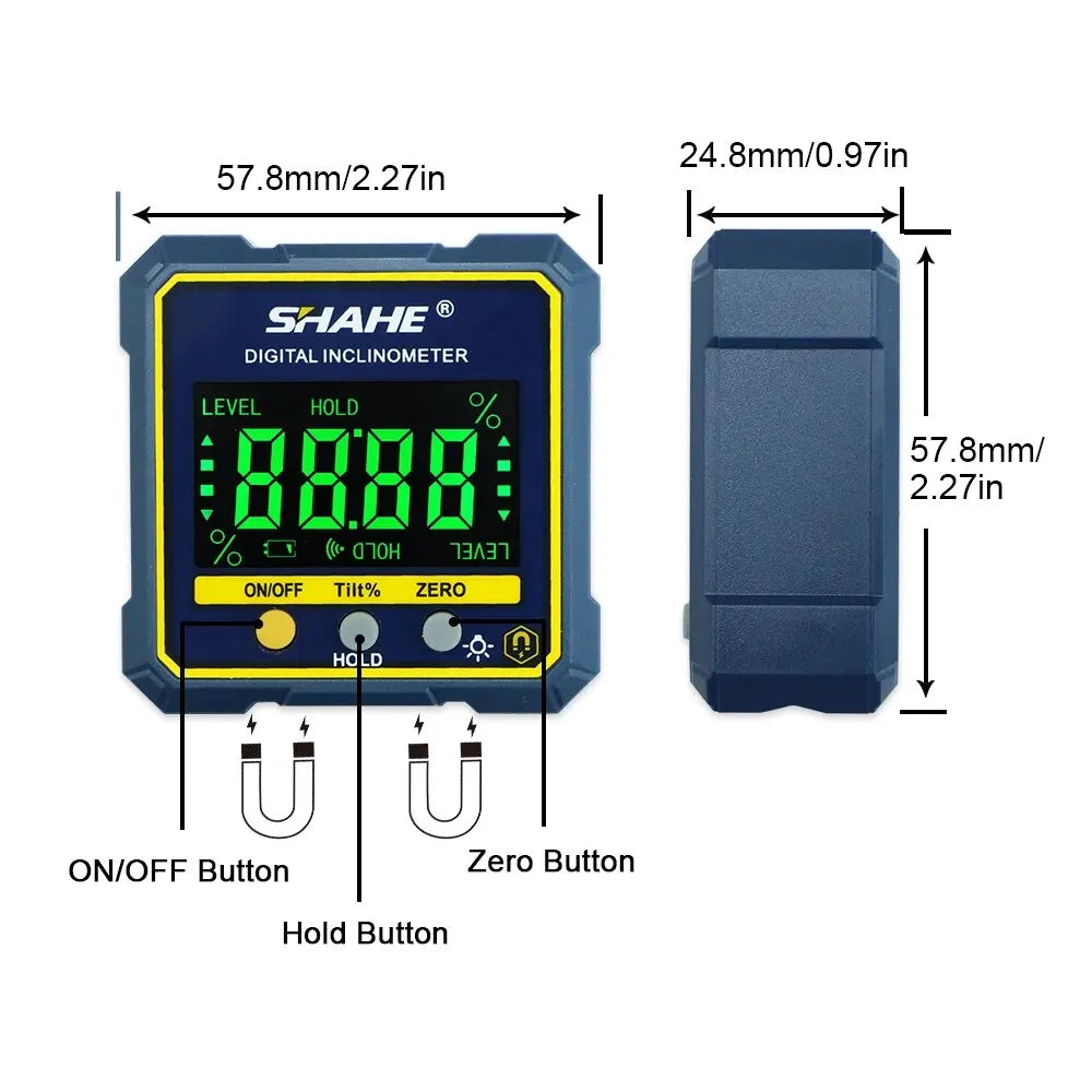 SHAHE Digital Angle Gauge Magnetic Protractor Inclinometer with Backlight