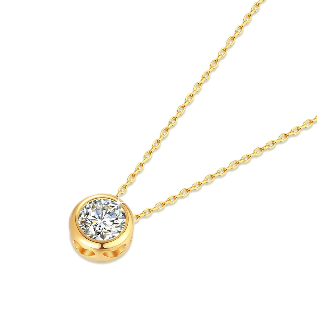 18k Gold Pink Moissanite & Diamond Pendant Necklace