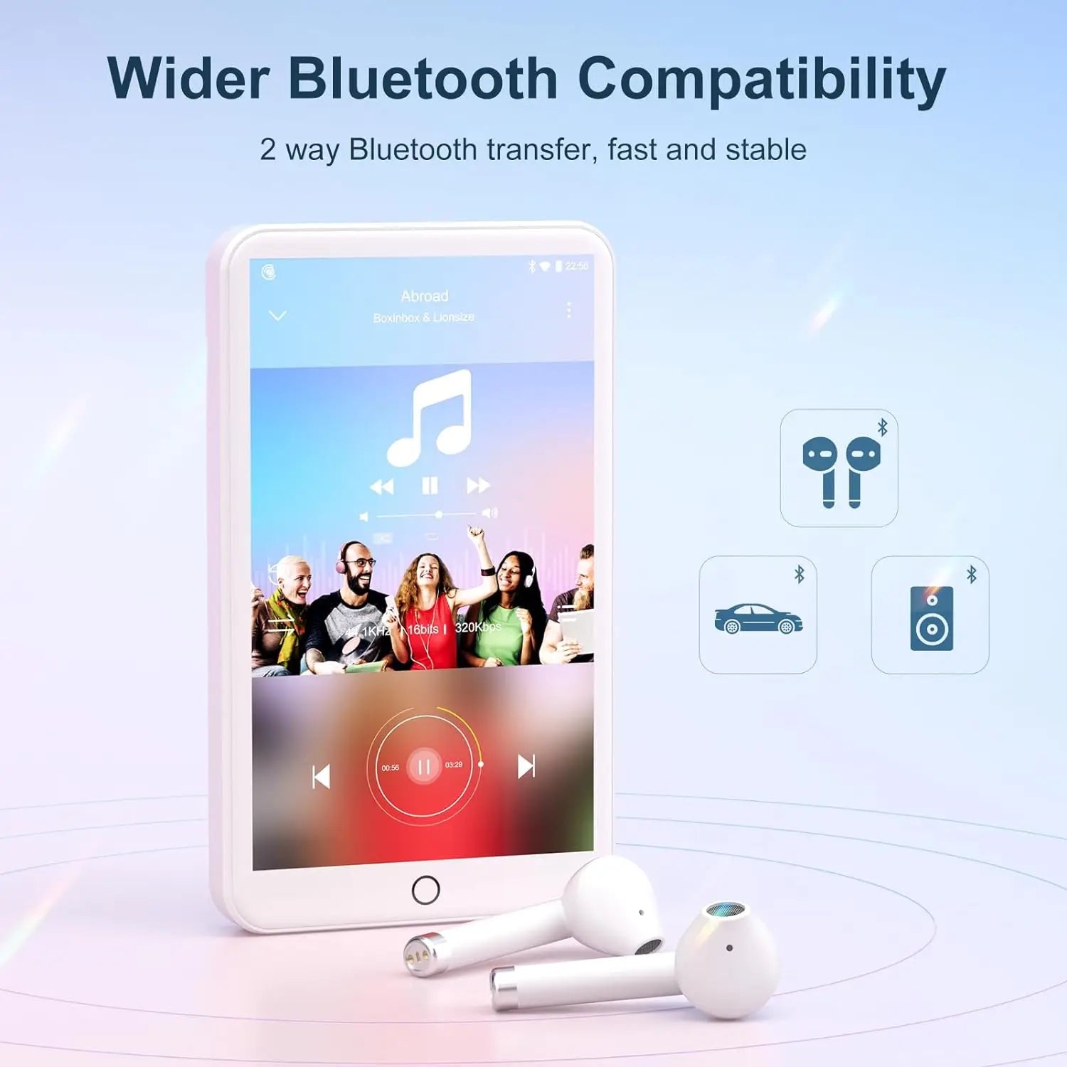 Odtwarzacz mp3/mp4 mechen android 9.0 | bluetooth, wifi, spotify | 512 gb - biały