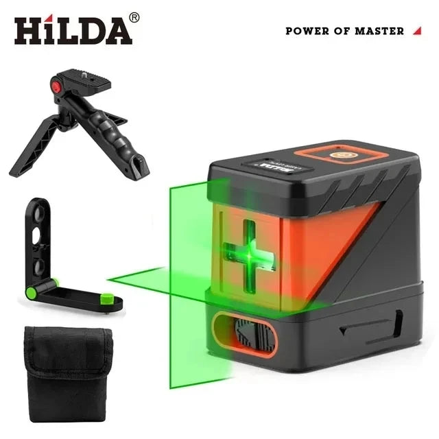 HILDA 2 Lines Green Laser Level - Self-Levelling Cross Line Mini Tool