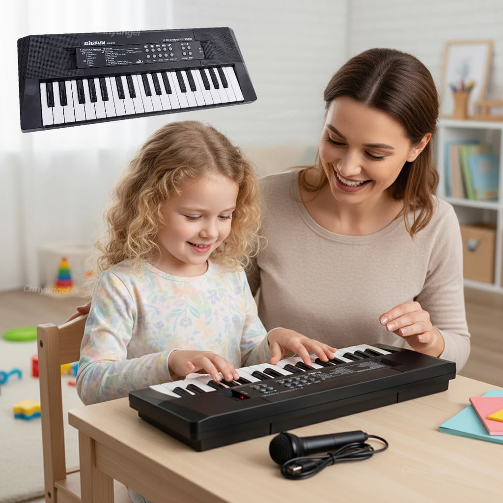 37 klawiszy dziecięcy fortepian elektroniczny z mikrofonem | edukacyjna zabawka muzyczna
