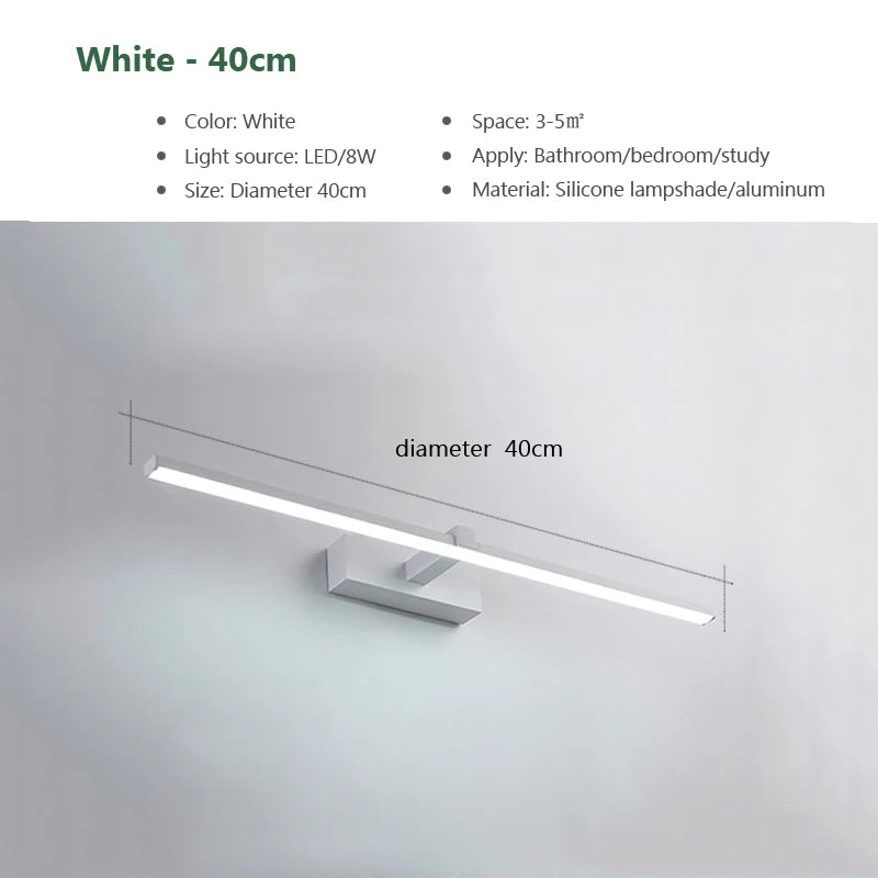Vabena nowoczesna lampa ścienna led do łazienki, trzy kolory, aluminiowa