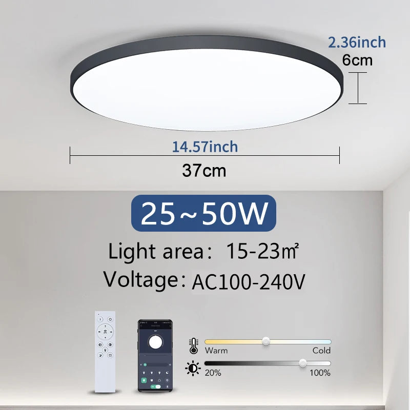 MARPOU Large LED Ceiling Lamp - Modern Bright Illumination for Bedroom