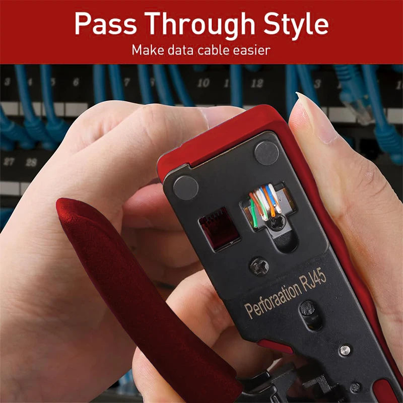 Vabena zaciskarka przepustowa rj45 rj12 rj11 i zestaw do ściągania izolacji | zaciskarka kabli ethernet cat5e-cat7