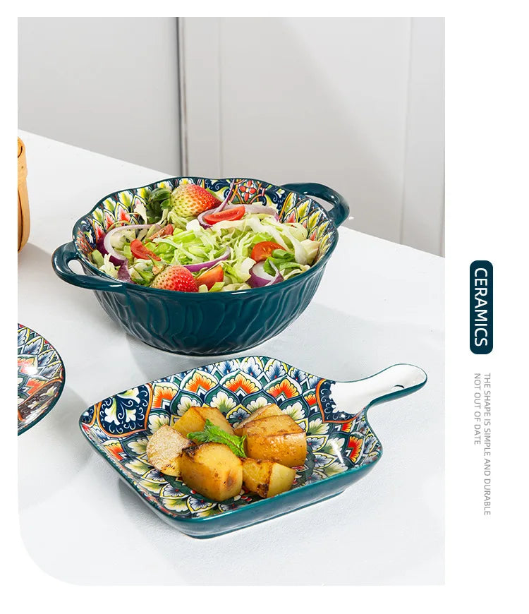 Bohemia Retro Ceramic Tableware Set for 4 | Elegant Dining
