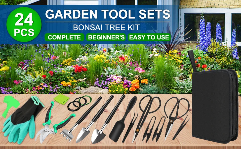 Zestaw narzędzi do bonsai vabena – 24 elementy dla początkujących