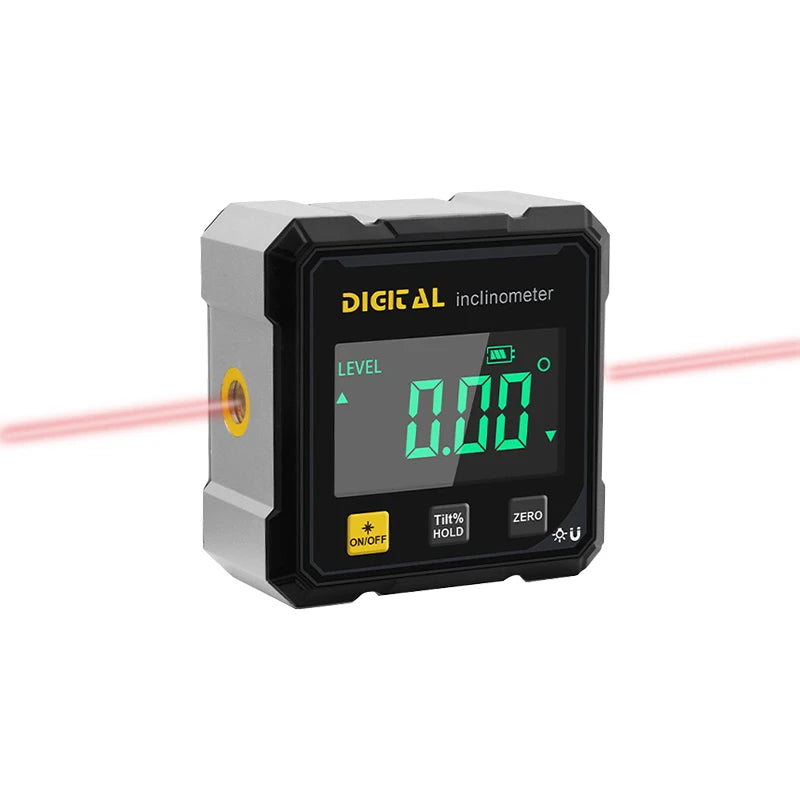 Magnetic Digital Angle Finder & 360° Laser Protractor Level | USB-C