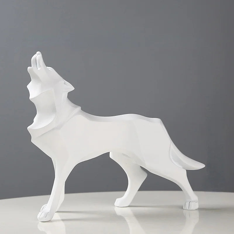 Modern Geometric Wolf Figurine - Abstract Interior Decor Statue