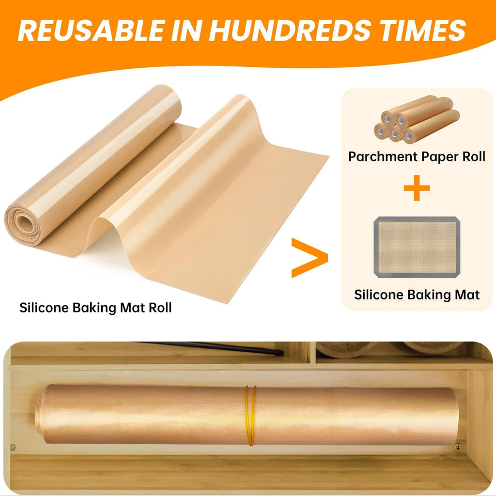 Silicone Baking Mat Roll - Large, Reusable, Non-Stick Oven Liner for Perfect Baking