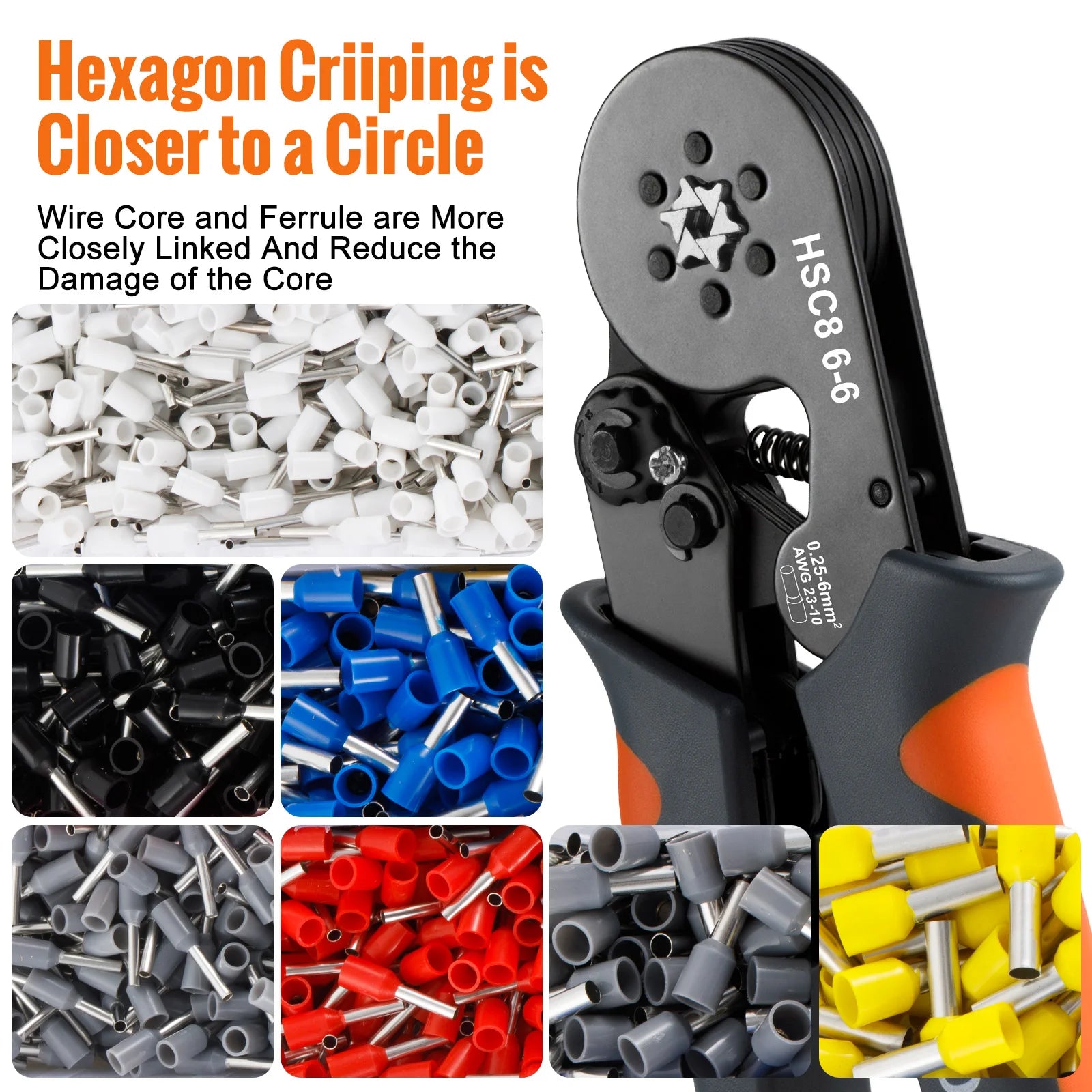 WOZOBUY Ferrule Crimping Tool Kit - Self-Adjustable Ratchet Wire Crimper