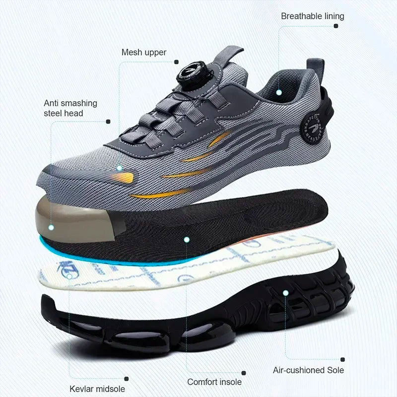 Vabena bezsznurowe buty robocze ze stalowym podnoskiem dla najwyższego komfortu