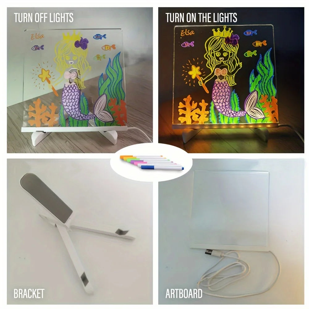 Tablica led do notatek i lampka nocna | plansza do rysowania rgb dla dzieci