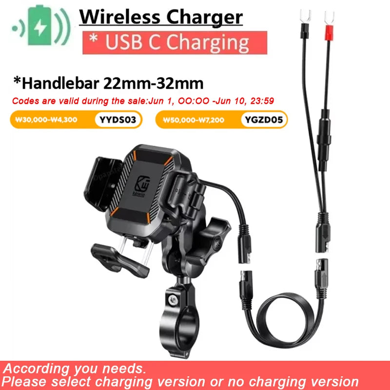 Uchwyt motocyklowy na telefon apex rush – ładowarka bezprzewodowa 15w i usb-c 36w