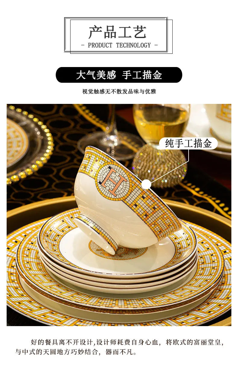 Vabena Luxury Bone China Dinnerware Set - Elegant Dining