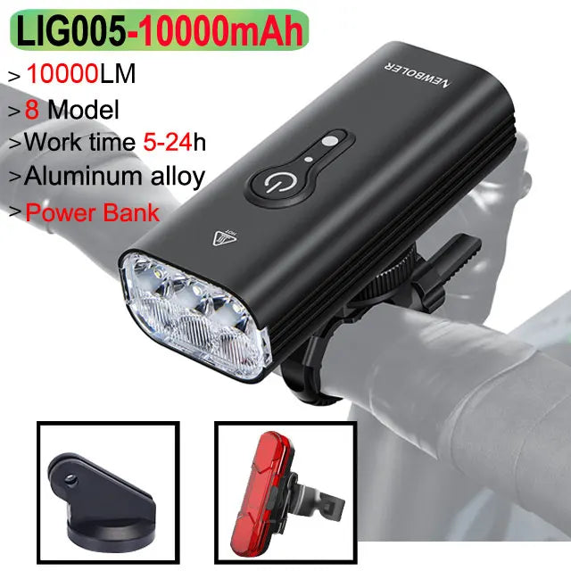 NEWBOLER 10000LM Smart Bicycle Light | USB Rechargeable 10000mAh Front Lamp