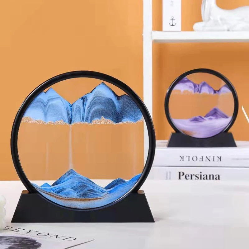 Ruchoma sztuka piaskowa 3d głębokie morze | okrągła dekoracja biurka i prezent