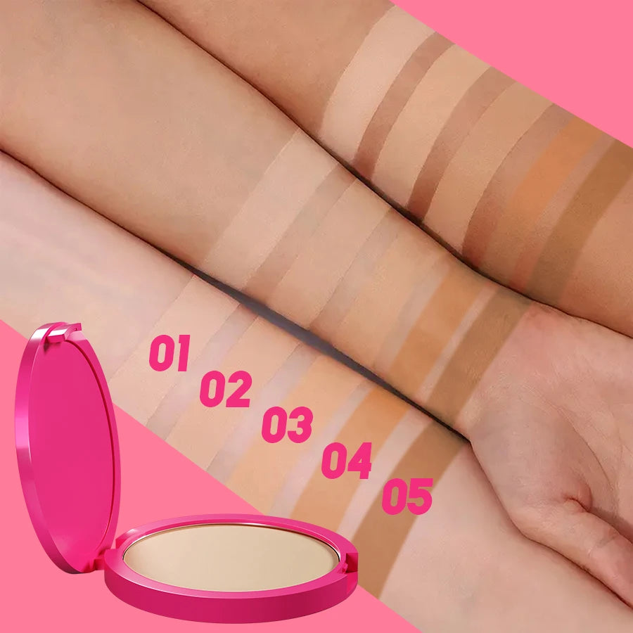 Naturalny matowy puder prasowany | kontrola sebum, rozświetlenie i krycie