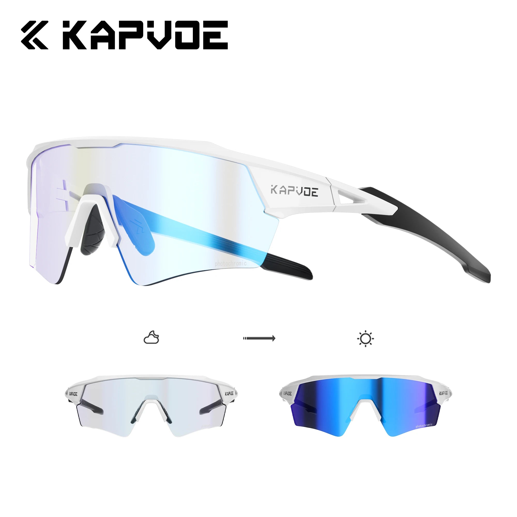 Okulary rowerowe kapvoe fotochromowe mtb uv400 do biegów i sportów na świeżym powietrzu
