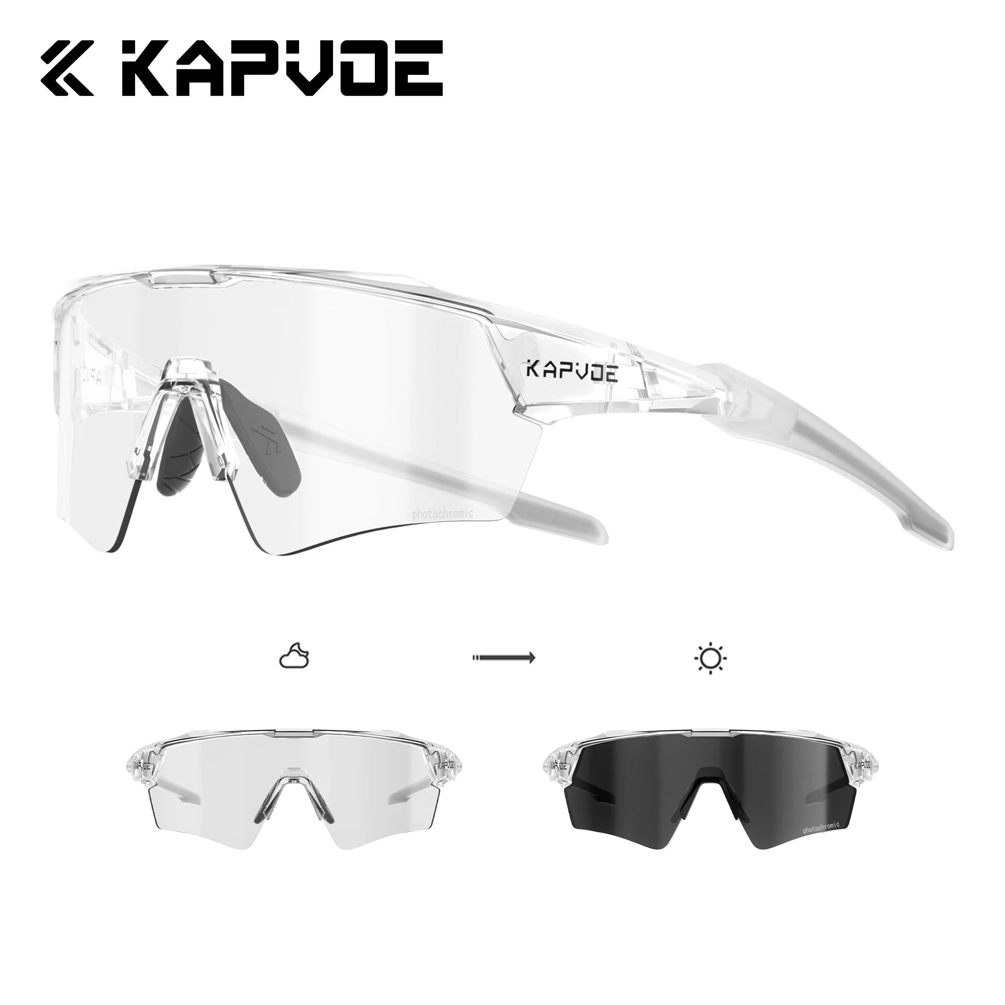 Okulary rowerowe kapvoe fotochromowe mtb uv400 do biegów i sportów na świeżym powietrzu
