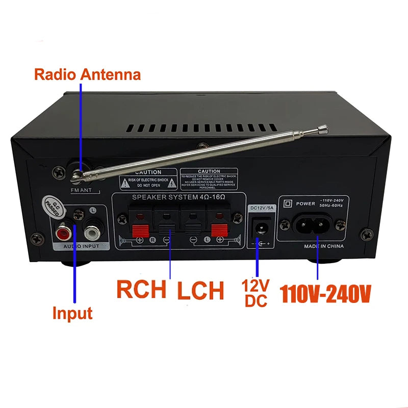 Wzmacniacz audio vabena ak45 hifi digital bluetooth 350w*2 | stereo do domu i samochodu