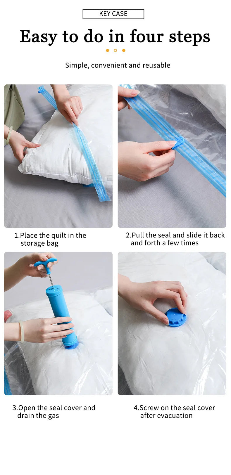 Vabena Vacuum Storage Bags for Clothes & Bedding - Space Saving Organizer