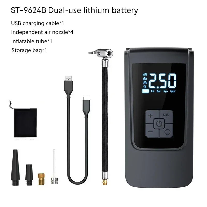Bezprzewodowa pompka samochodowa i inflator do opon z wyświetlaczem lcd