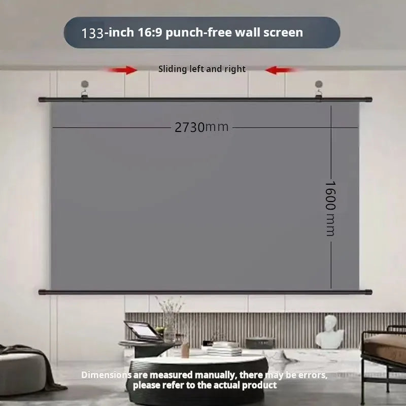 Ekran projekcyjny xiaohui antyrefleksyjny hd 16:9 – bezinwazyjny montaż ścienny – kino domowe (60-133 cale)