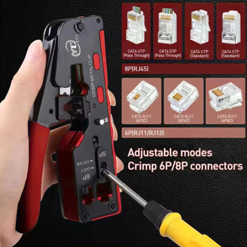 Vabena zaciskarka przepustowa rj45 rj12 rj11 i zestaw do ściągania izolacji | zaciskarka kabli ethernet cat5e-cat7