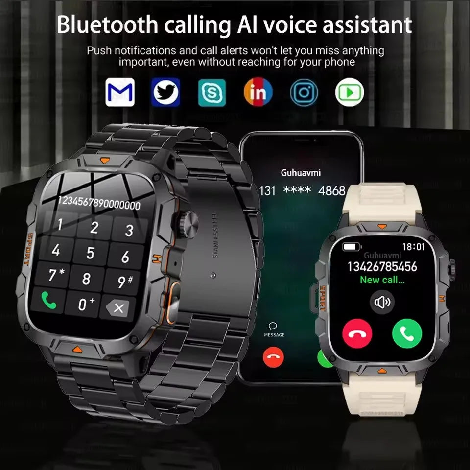 Wojskowy smartwatch dla mężczyzn | wyświetlacz amoled | taktyczny zegarek 5atm